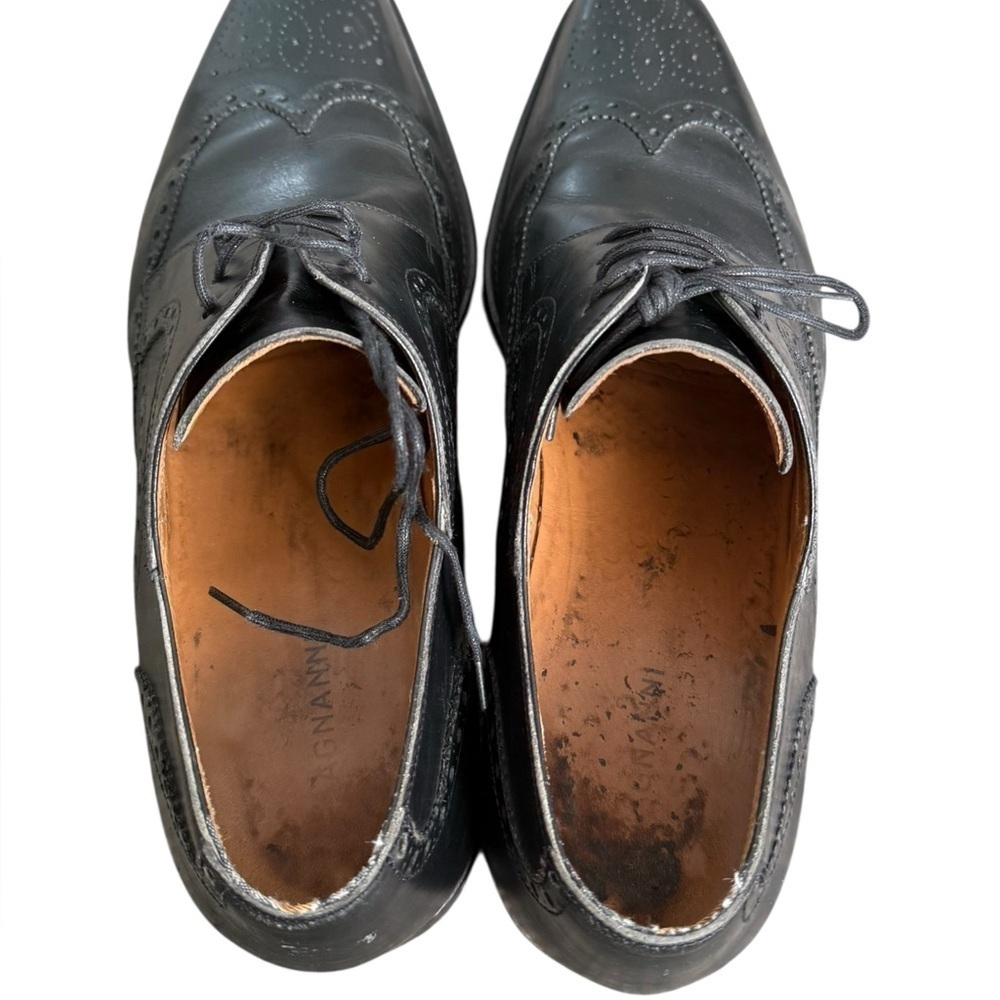 Magnanni Mens Shoes  Size 10  Brogue Wingtip Black Leather Derby Oxford 13974 - Picture 8 of 15